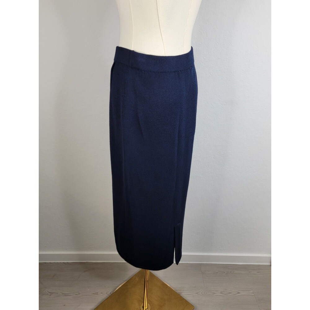 St. John Separates Navy Santana Knit Midi Skirt Size 8 Beautiful Made in USA - Picture 6 of 17